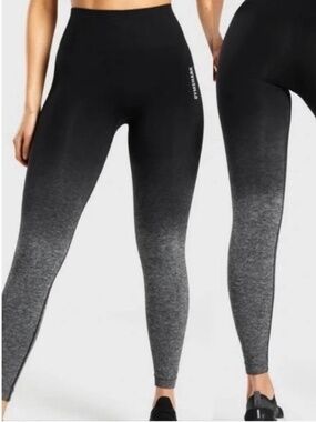 GYMSHARK | L? | Lot of Maroon + Grey Adapt Logo Ombré Seamless Leggings NWT